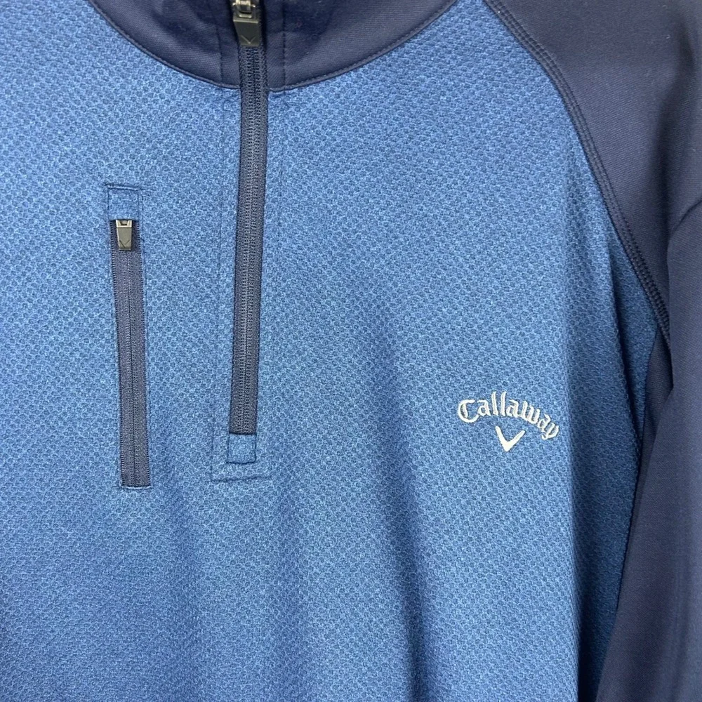 Callaway Mens XXL 1/4‎ Zip Pullover Blue Textured Golf Performance Jacket